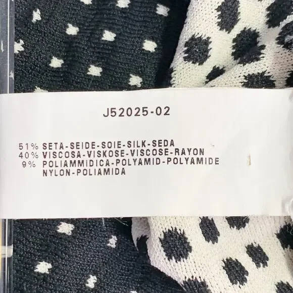 ARMANI COLLEZIONI L Black White Geometric Dots Silk Blend Crew Neck Pullover
